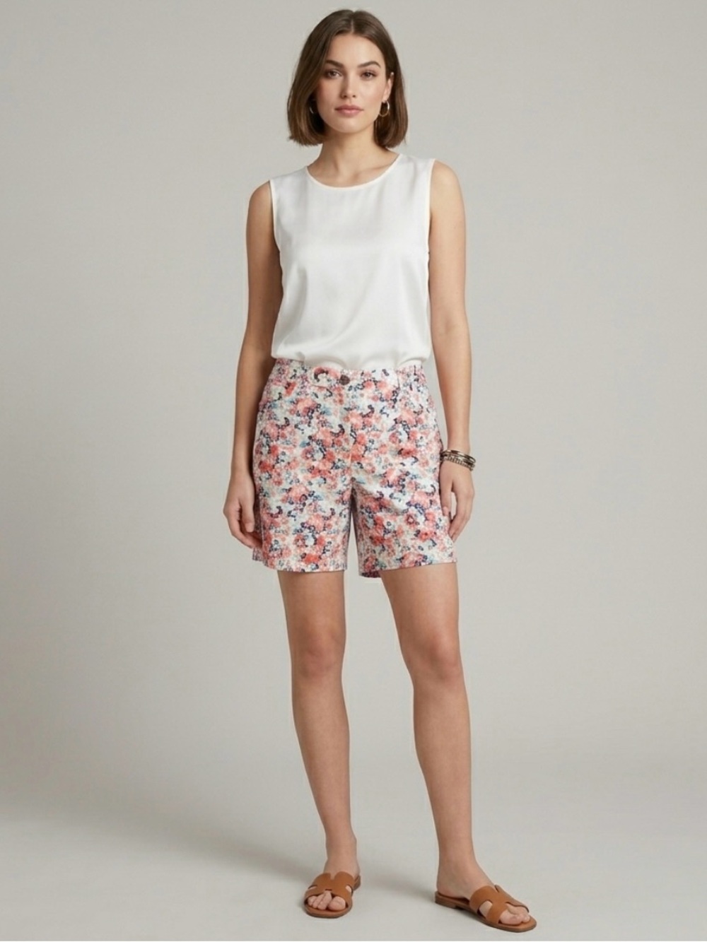 NWT Gloria Vanderbilt Amanda Shorts Women’s Size 14 Floral Stretch Classic Rise